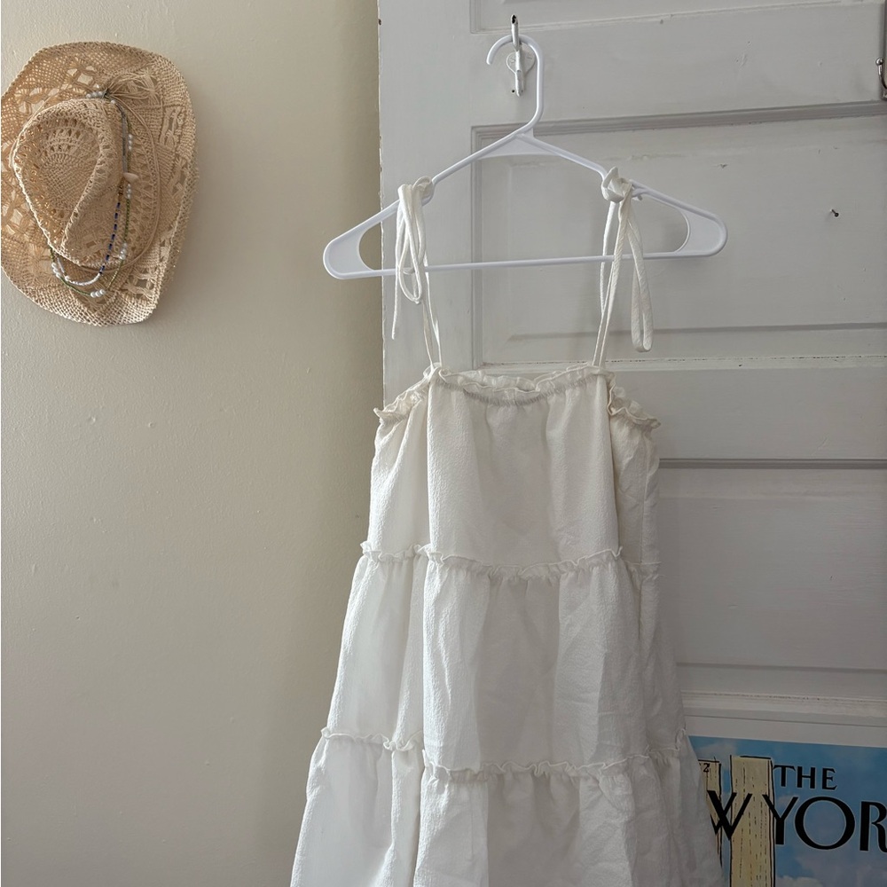 White Tiered Ruffled Mini Sundress